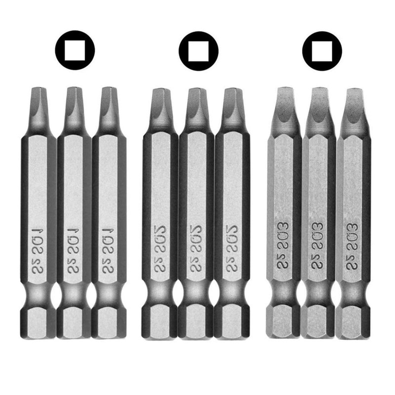 50mm Square Head Screwdriver Bit Set with 1/4 Inch Hex