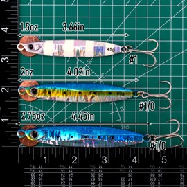 Dr.Fish 3 Pack Saltwater Fishing Jigs Jigging Spoon Fishing Lures Offshore Glow Vertical Diamond Metacl Jigs Saltwater Green and Gold 1.5oz