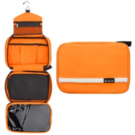 Relavel Travel Toiletry Bag Business Toiletries Bag for Men Shaving Kit Waterproof Compact Hanging Travel Cosmetic Pouch Case for Women (orange)