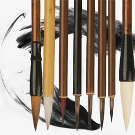 WSNDM Chinese Brush Set 8, Chinese Calligraphy Brush, Japanese Sumi Drawing Brush, Beginners of Chinese Brush, Watercolour Brush for Calligraphy Hand Lettering Japanese