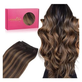 Wennalife Extensiones Cabello Real 14in Balayage Marrón Oscuro A  80gr