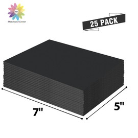 Mat Board Center, Pack of 25 Foam Core Backing Boards 3/16" (5x7, Black)