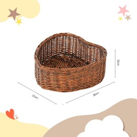 Kate Newborn Photography Props Brown Heart Shaped Rattan Basket Handcrafted Baby Doll Basket Set for Baby Photography Photoshoot with White Pillow and Mat and Stretch Wrap