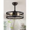 LEDIARY 18 inch Black Caged Ceiling Fan with Light, Bladeless