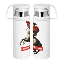 Stainless Steel Thermos Flask with Integrated Cup - Sport Mode ON Collage Vintage Illustration Art Humour Napoleon Meme - 350ml - Thermos Flask