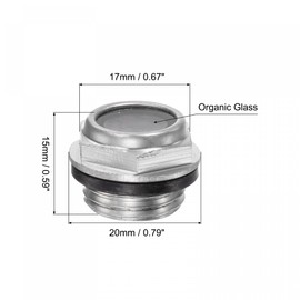sourcing map Air Compressor Oil Level Indicator Sight Glass M16 x 1.5 mm Liquid Indicator Window