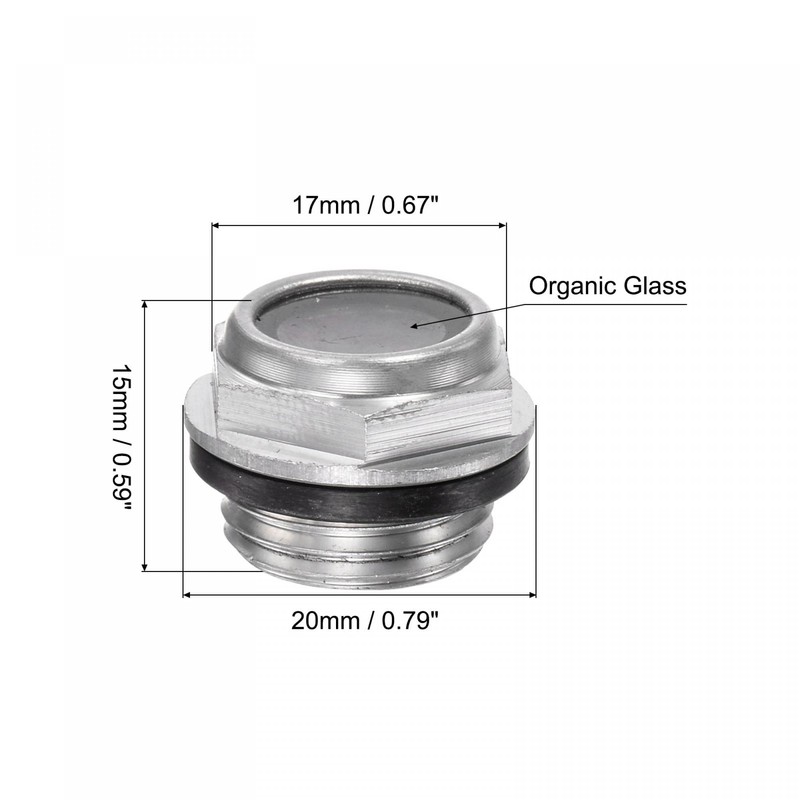 sourcing map Air Compressor Oil Level Indicator Sight Glass M16