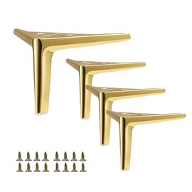 SWTOOL 4 Inch Gold Metal Furniture Legs Heavy Duty Triangle Furniture Feet DIY Modern Replacement Legs for Cabinet Sofa Couch Chair-Set of 4