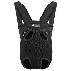 Pawaboo Pet Carrier Backpack, Adjustable Pet Front Cat Dog Carrier Backpack Travel Bag, Legs Out, Easy-Fit for Traveling Hiking Camping for Small Medium Dogs Cats Puppies 5-8lbs, Medium, Black