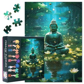 Buddha Puzzles for Adults 1000 Pieces - Meditation Theme Jigsaw Puzzle (70 x 50 cm), Lotus Pond Challenging Puzzles Adults, Family Game for Men & Women (Home Decor Gift)