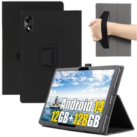 GEJEFA Case for Blackview Tab 90 WiFi/Tab 9 WiFi 11 Inch, Premium PU Leather Protective Case with Hand Strap [Auto Wake/Sleep] Shockproof Folding Stand Cover, Black