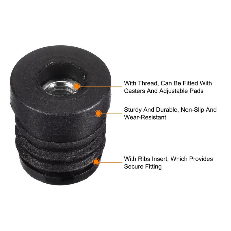 uxcell 8Pcs Inserts for Round Tubes with M6 Thread, for