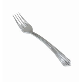 Pooja Bazar Disposable Plastic Forks - Silver (100 Pack)