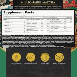 K PAX Matcha Millonario  Polvo para Latte para Concentración y Energía Mitocondrial  Grado Ceremonial  Keto  Sin Lácteos  30 Porciones                