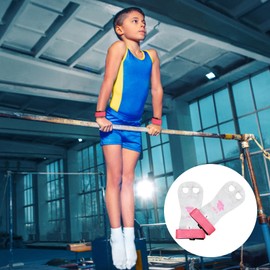 WFX Leather Palm Hand Grips Gymnastics Grips Wristbands Pull-up Hand Grips Training Palm Protector Wrist Straps for Girls Kids Youth Gym Bar Grips Lifting Yoga Heavy Duty Workout (Pink/White, L)