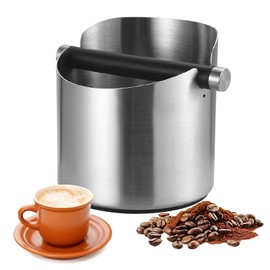 Knock Container for Portafilter, Stainless Steel Coffee Grounds Tee Container, Knock Container for Espresso Portafilter, 11 cm Knock Box, Espresso Tee Box with Shock-Absorbing and Removable Bar,