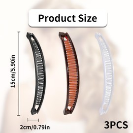 3 Stück Banana Clip Dickes Haar,Bananenspange Haare,Bananen Haarspange,Hair Clips,Haarklammer Damen,Haarclips Mädchen,Banane Haarspangen Frauen für Pferdeschwanz,Hochsteckfrisuren (Schwarz,Weiß,Braun)