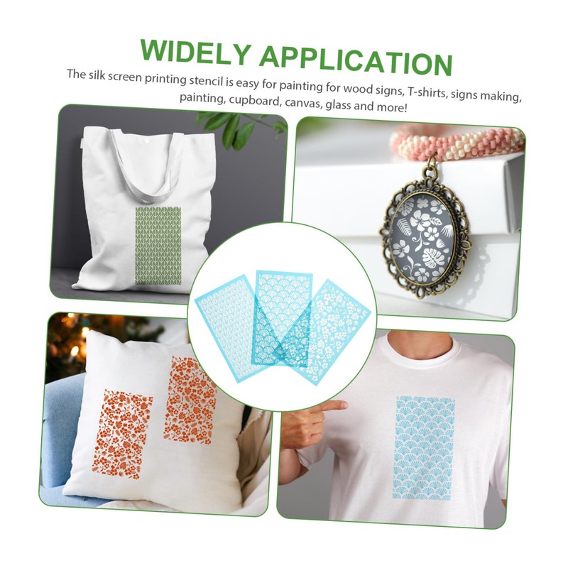 Angoily 3 Sheets Clay Printing Template Screen Reusable Stencil Polymer