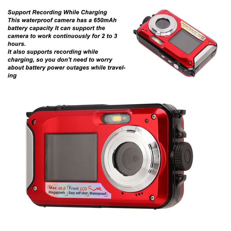 Full HD 2.7K 48MP 10ft Waterproof Underwater Digital Camera 16X