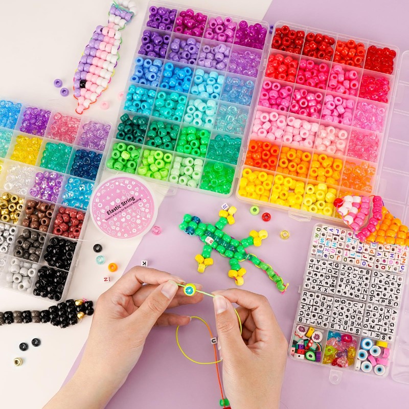 2400pcs Pony Beads 72 Colors 9mm Friendship Bracelets Making Kit,