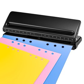 Adjustable 6 Hole Hole Punch, Metal Hole Punch Binder Puncher, A5 A6 A7 6-Ring Hole Punch with Positioning Marking, Binder Puncher Adjustable Distances for Daily Planner, Personal, Agenda (Black)