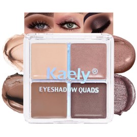 HHLTOH Cream Eyeshadow Quad, Nude Brown Matte Shimmer Eyeshadow Palette Makeup, Neutral Eye Shadow Palette for Older Women Pigmented Waterproof, sombras para ojos, 03