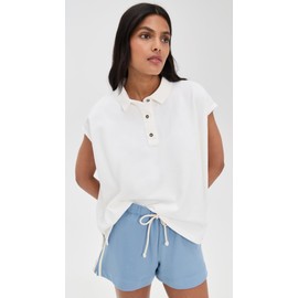 Free People Women's Keep On Polo, Clean Ivory, White, M