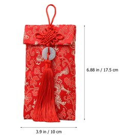 Operitacx 2 PCS Chinese Silk Red Envelopes Chinese Lucky Money Envelopes Chinese Red Pocket New Year Blessing Bag Red Shells for Spring Festival Birthday Wedding