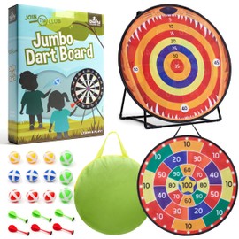 73cm XL Large Kids Dart Board Set, Double-Sided Velcro Dart Board for Kids with Sturdy Stand, 12 Sticky Balls & 6 Darts, Fun Indoor & Outdoor Games for Ages 4-8 (Carnival)
