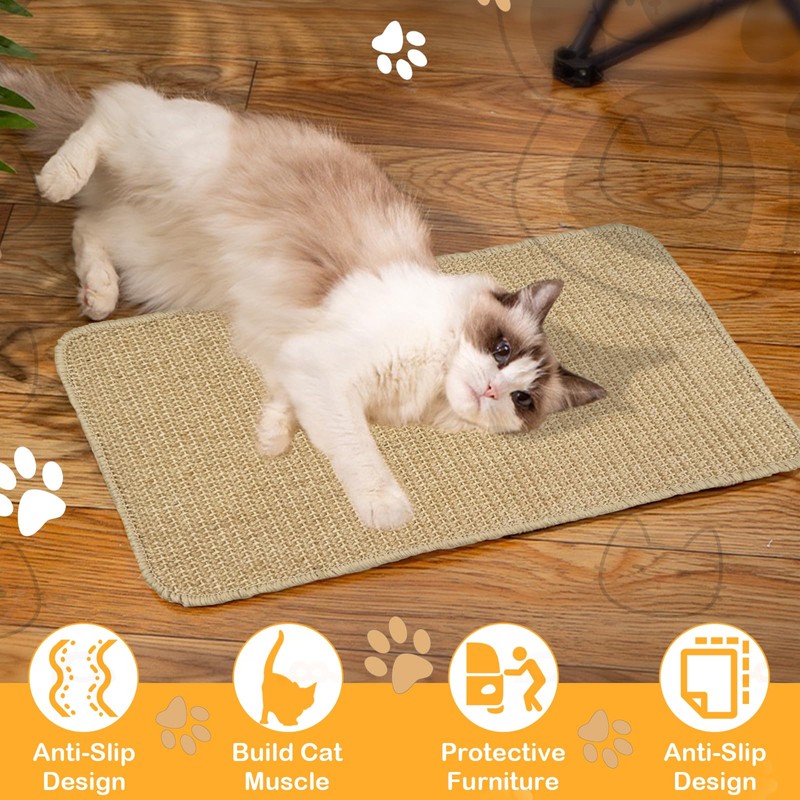 Cat Scratching Mat, Hempcardboard Grinding Claws Sisal Board, Anti-slip Pad,