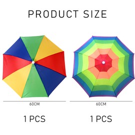MEMOFYND Set of 2 Umbrella Hats, Funny Head Umbrella Hats, Umbrella Hats, Rainbow Umbrella Hats with Elastic Bands, Suitable for Kids Adults, Beach, Fishing, Golf, blue