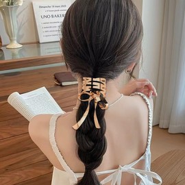 High Ponytail Clip for Thick Thin Hair Accessories Bow Barrette No Slip Hair Bow Ponytail Holder Clip for Women Gold Ponytail Hair Cuff Clip for Hair Ponytail Bands for Women Hair Clip Claw