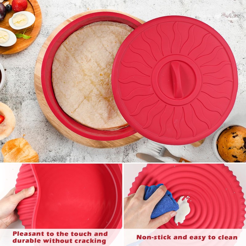 KOLUTI Nonstick Silicone Tortilla Warmer Container, 10 Inch Taco Storage