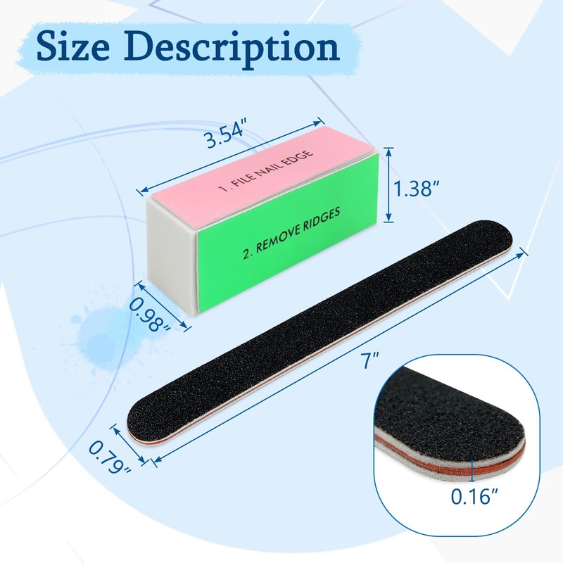Black Nail File and Buffer, 1 Piece Large Square Sponge