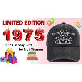 Goyklrb 50th Birthday Gifts for Women Men, Funny Limited Edition 1975 Hat, 50th Anniversary Decorations Baseball Cap, Christmas 50 Years Old Gifts for Dad Mom