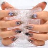 Sethexy Black Gradient Nails Press On 3D Crystal Flower Handmade