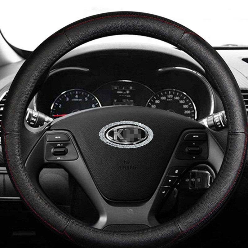 JALII Bling Steering Wheel Logo Caps Compatible with KIA,DIY Diamond