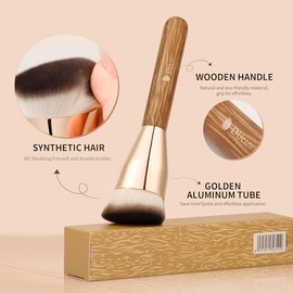 DUcare Brocha Angular Para Base De Maquillaje Para Una Aplicación Impecable. Brocha Profesional Para Base Líquida, En Crema Y En Polvo Con Cerdas Densas Y Contorneada Para Una Mezcla Y Pulido Precisos
