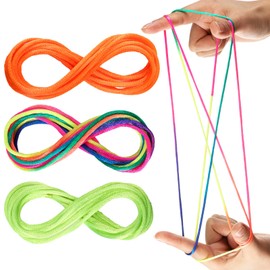 Shappy 3 Finger Game Ropes Finger Game Thread Game Bands Finger Twister Colourful Finger Game Cords Finger Ropes for Party Bags Finger Game Thread Toy for Teenagers Adults (Multi-Colour)