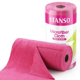 itanso Tear-A-Rag Roll -50 Pack, 12 x 12 Microfiber Cleaning Cloth, Reusable Towels for home, auto and shop (Magenta)