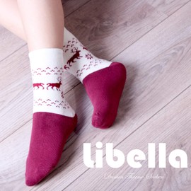 Libella 6/12 Pairs Winter Socks Women's Thick Thermal Socks Warm Socks Funny Socks Christmas Socks with Inner Terry Cloth Vintage Style Cotton Warm Wool Socks Colourful 92214VA, 6 Pack-92257