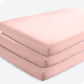 Bare Home 3-Pack Fitted Crib Sheet - Premium 1800 Ultra-Soft Microfiber - Breathable - Baby Sheet - for Boys & Girls - Fits Standard Crib and Toddler Mattresses (Crib, Pink Slipper)