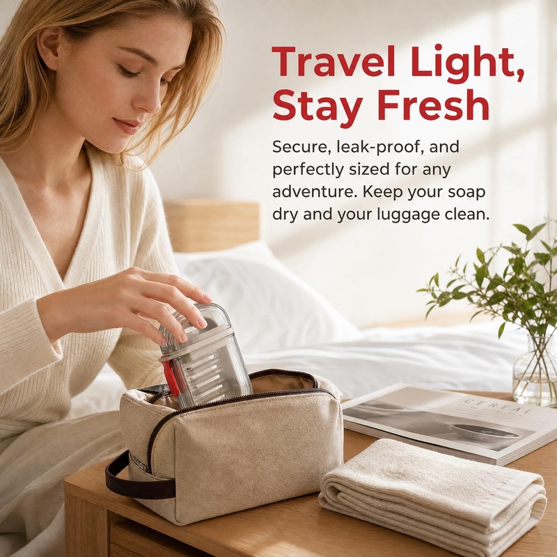 2Pcs Travel Soap Case, Portable Soap Box with Draining Board