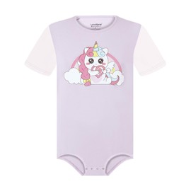 Landofgenie Onesie Pyjamas Men's Bodysuit Botton Crotch Top Shirt Raglan Sleeves Rompers for Men Purple Pyjamas with Unicorn Print, purple