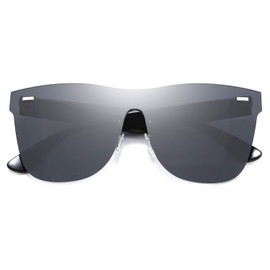 FEISEDY Oversized Mirrored Frameless Lens One Piece Sunglasses for Women Men B2647