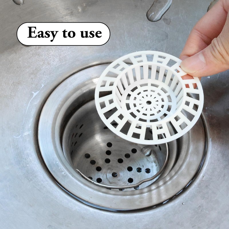 2 Pcs Plastic Sink Strainer, White Drain Hair Catcher Hair