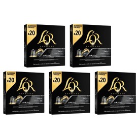 L'OR Espresso Onyx Coffee Pods x 20 Intensity 12 (Pack of 5, Total 100 Capsules)