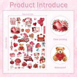 Papiailove Valentines Temporary Tattoos Stickers - 8 Sheets Valentine Galentines Tattoo Stickers for Adult Women Boys Girls, Valentines Day Party Favors Supplies, Candy Heart Pink Decorations Sticker