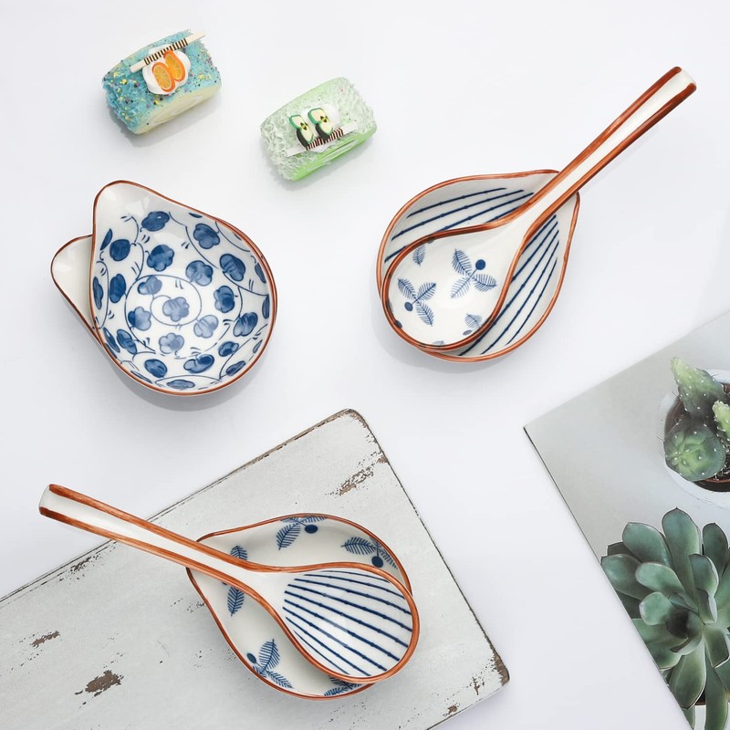 Ceramic Soup Spoons Set of 4 Porcelain Japanese Soup Spoon