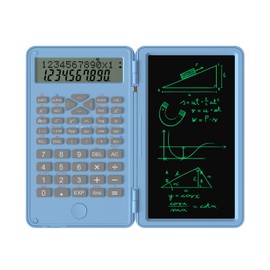 Scientific Calculator with Erasable Writing Board 240 Functions 2 Line LCD Display Foldable Financial Math Calculator School Supplies for Middle High School College Students Sky Blue